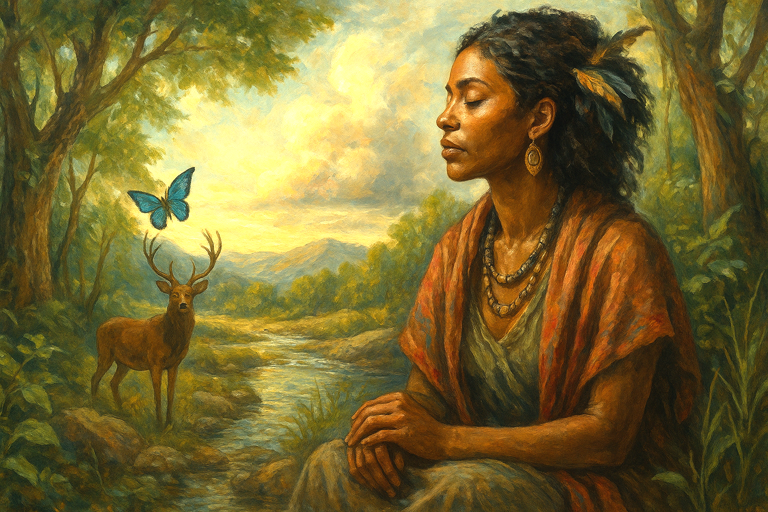 woman reflecting in nature
