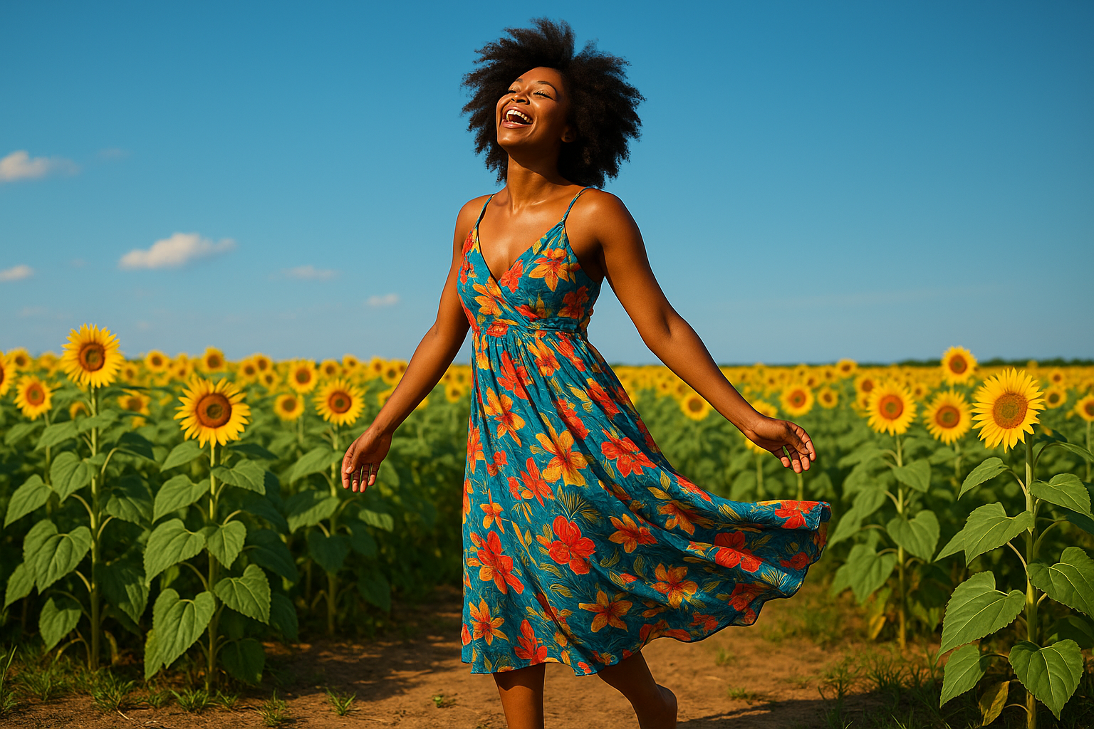 black woman in sunflower field life's too short